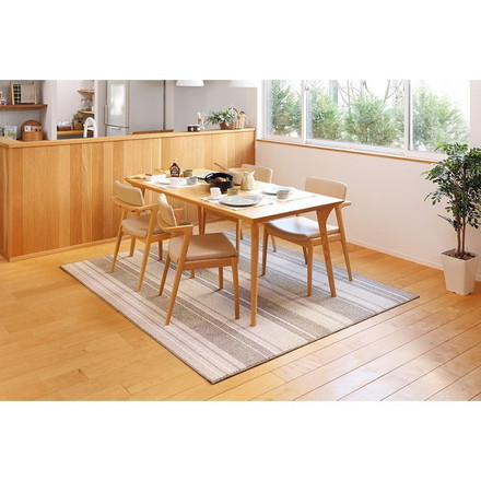 日本製 撥水ダイニングラグ マージ 220×250cm カーペット モダン柄 防ダニ 抗菌 撥水防汚 北欧 国産 床暖房ホットカーペット対応 ブラウン[600022201]