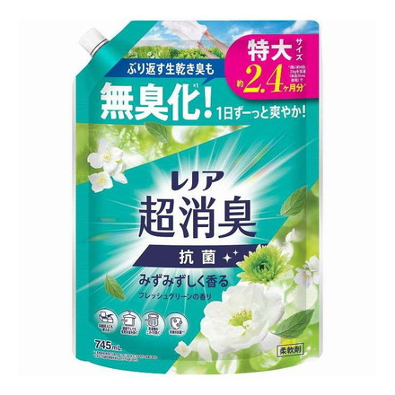 【単品8個セット】 レノア 超消臭みずみずしく香るフレッシュグリーンの香り つめかえ 用特大サイズ P&G 745ml