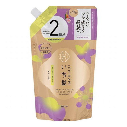 【単品6個セット】 いち髪 ダメージリペア&カラーケア シャンプー 詰替用2回分 クラシエホームプロダクツ販売 640ml