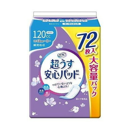【単品10個セット】 リフレ 超うす安心パッド大容量パック120cc72枚 リブドゥコーポレーション