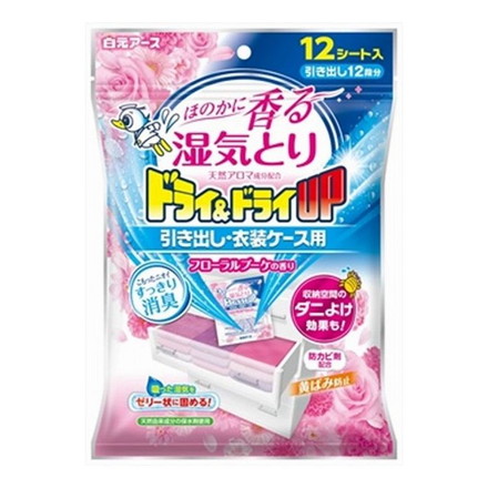 【単品12個セット】 白元アース ドライ&ドライUP 引き出し・衣装ケース用 フローラルブーケの香り 12枚
