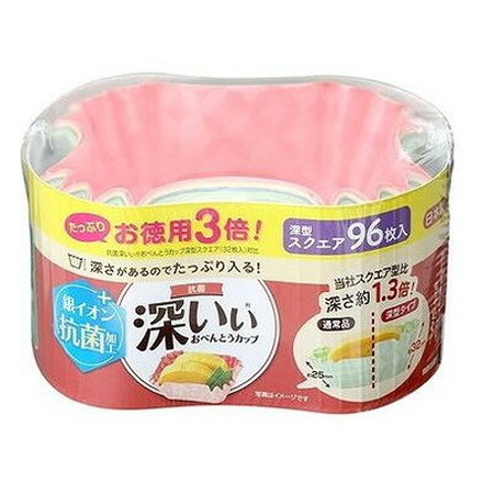 【単品5個セット】 お徳用3倍深いぃおべんとうカップ深型スクエア4色96枚入 東洋アルミエコープロダクツ