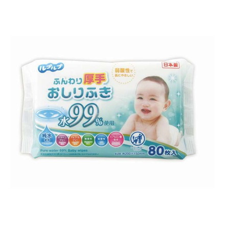 【単品15個セット】 ライフ堂 ルプルプふんわり厚手おしりふき水99%80枚