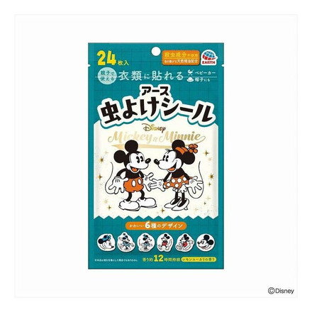 虫よけシール ミッキー&ミニー アース製薬 24枚【メール便配送】