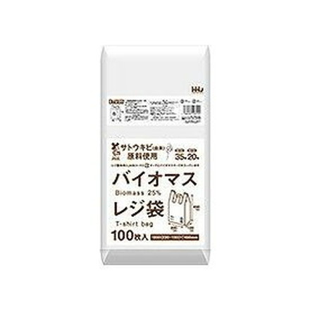 【単品10個セット】 TU35バイオマス配合25%レジ袋35号白100枚 ハウスホールドジャパン株式会社