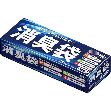 【単品2個セット】AS05 消臭袋Mサイズ 100枚 ハウスホールドジャパン(株)