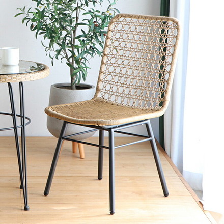 ラタン調 ダイニングチェア 肘無し ガーデンチェア スチール脚 椅子 イス チェア ラタンチェア 北欧