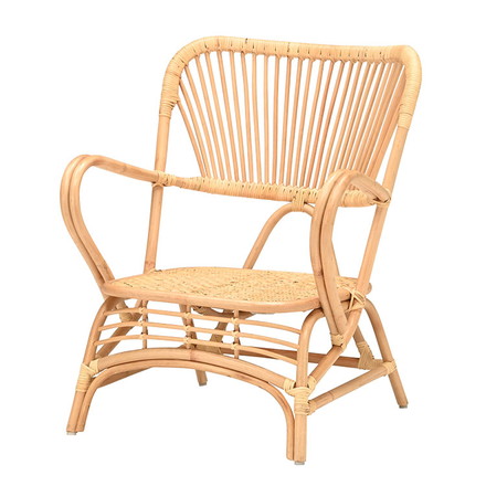 ラタンチェア 1人掛け ハイバック 完成品 定番 1人用 1P チェア 椅子 いす 皮付きラタン 籐 木製