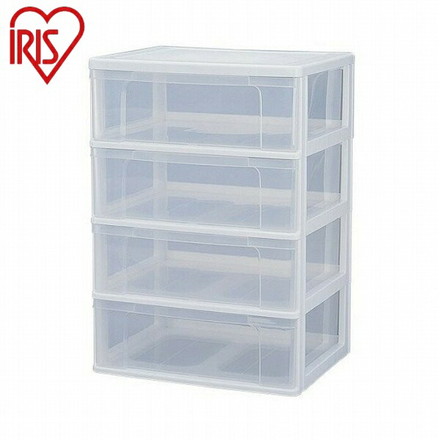 アイリスオーヤマ ワイドチェスト N-654 ホワイト/クリア ワイドチェスト 4段 幅63cm 完成品