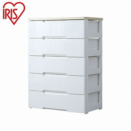 アイリスオーヤマ ウッドトップチェスト HG-725 ホワイト/ペアー ウッドトップチェスト 5段 幅73cm 完成品