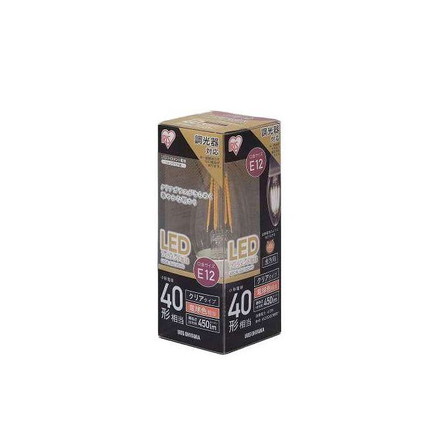 LEDフィラメント電球 E12タイプ40形相当 電球色 調光 クリアタイプ LDC4L-G-E12/D-FC アイリスオーヤマ