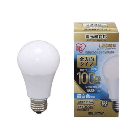 LED電球 E26 全方向 調光 100形相当 昼白色 LDA17N-G/W/D-10V1 アイリスオーヤマ