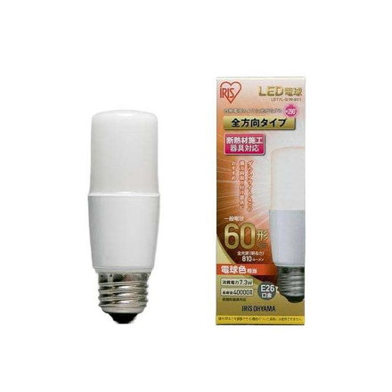 LED電球 E26 T形 60形相当 電球色 LDT7L-G/W-6V1 アイリスオーヤマ