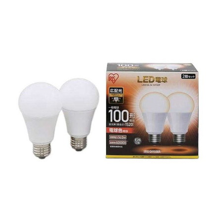 LED電球 E26 広配光 100形相当 電球色 2個セット LDA14L-G-10T52P アイリスオーヤマ