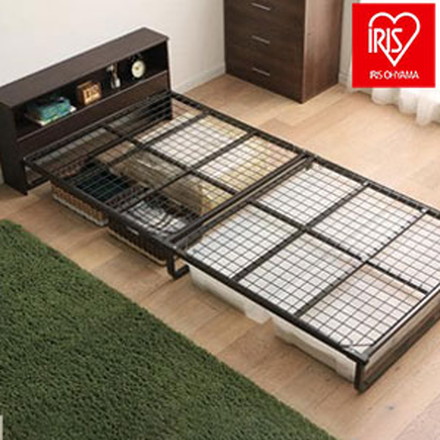 アイリスオーヤマ スチールベッド シングル ヘッドボード付き 棚付き パイプベッド フレームベッド フレーム単品