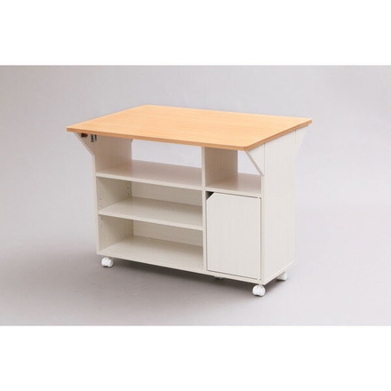 アイリスオーヤマ 扉付きキッチンワゴン TKW-90 ビーチ/ホワイト 扉付きキッチンワゴン IRIS