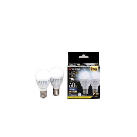 LED電球 E17 広配光 60形相当 昼光色 2個セット LDA7D-G-E17-6T62P アイリスオーヤマ