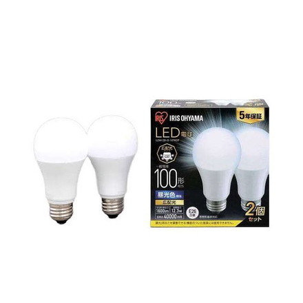 LED電球 E26 広配光 100形相当 昼光色 2個セット LDA12D-G-10T62P アイリスオーヤマ