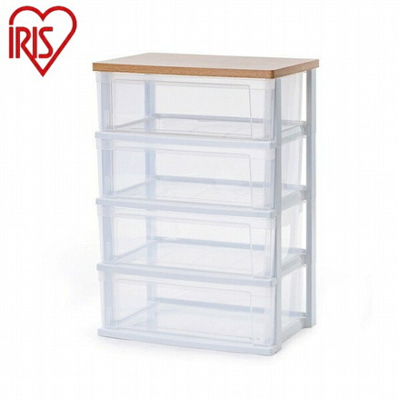 アイリスオーヤマ ウッドトップチェスト 4段 NSW-544WT タンス たんす 北欧 4段 おしゃれ クリア 木天板