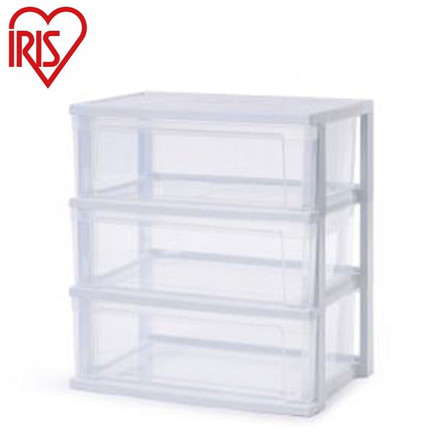 アイリスオーヤマ ワイドチェスト 3段 収納ケース 衣類収納 衣装ケース リビングチェスト クリアチェスト 引出し