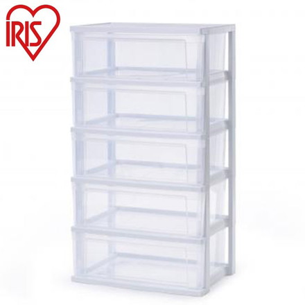 アイリスオーヤマ ワイドチェスト 5段 収納ケース 衣類収納 衣装ケース リビングチェスト クリアチェスト 引出し