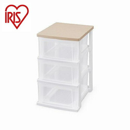 アイリスオーヤマ ウッドトップチェスト スリム NSS-323WT フレンチオーク/クリア IRIS OHYAMA