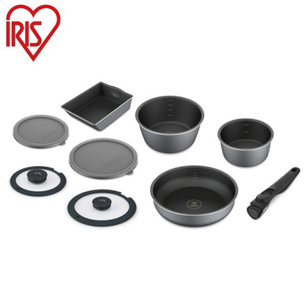 アイリスオーヤマ フライパンセット IH9点セット 着脱ハンドル ダイヤモンドコートパンディープラス IH9点セット DCI-S9S IRIS OYAMA キッチン 調理用品 キッチンツール