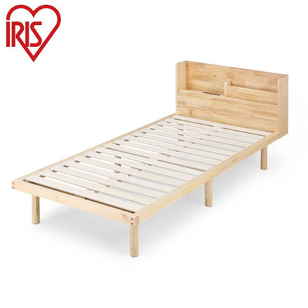 アイリスオーヤマ 棚付き 高耐荷重すのこベッド 耐荷重350kg 頑丈 シングル 宮棚付き ベッドフレーム