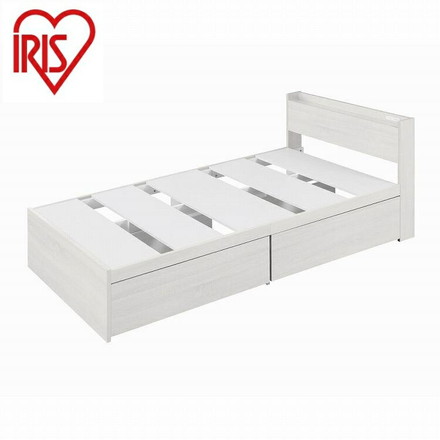 アイリスオーヤマ 大容量収納ベッド宮付き DSBM-S オフホワイト IRIS