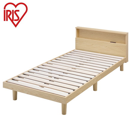 アイリスオーヤマ すのこベッド S シングル ヘッドボード付き 2口コンセント スマホスタンド 棚付き 宮付き
