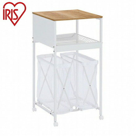 アイリスオーヤマ 天板付きランドリーワゴン ワイドタイプ バスケット付 TLAW-B420ホワイト
