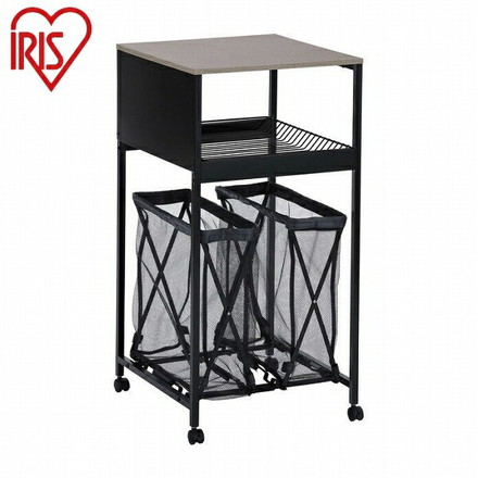 アイリスオーヤマ 天板付きランドリーワゴン ワイドタイプ バスケット付 TLAW-B420ブラック
