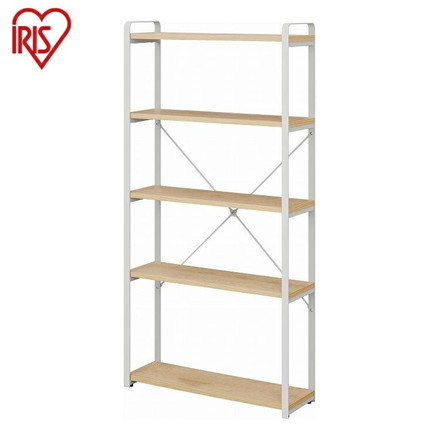 アイリスオーヤマ スチールウッドスリムラック LSWR-600 ナチュラル/グレー オープンラック 棚 シェルフ