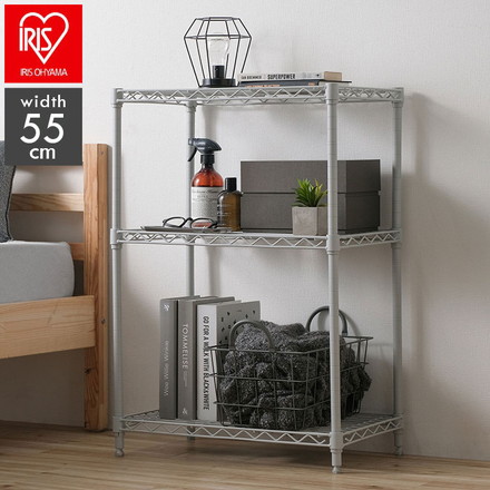 アイリスオーヤマ カラーメタルラック 幅55cm 3段 CMM-55083 ライトグレー スチールラック メタルラック