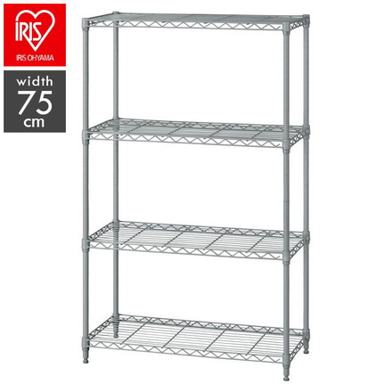 アイリスオーヤマ カラーメタルラック 幅75cm 4段 高さ123cm CMM-75124 ダークグレー