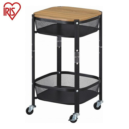 アイリスオーヤマ 簡単組立 マルチワゴン 角型2段 MUW-S2 ブラック 折りたたみ 収納式 コンパクト