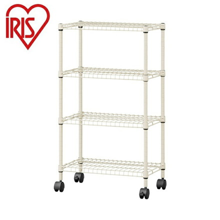 アイリスオーヤマ カラースチールシェルフ 4段キャスタータイプ ベージュ SEC-895C IRIS OHYAMA