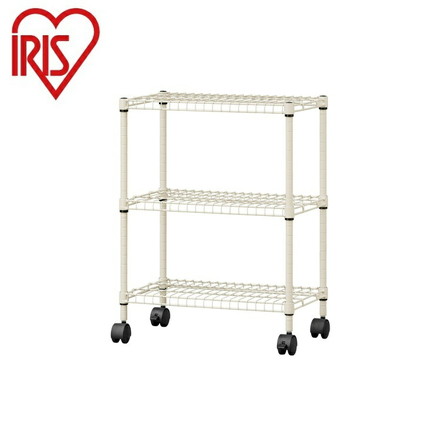 アイリスオーヤマ カラースチールシェルフ 3段キャスタータイプ ベージュ SEC-665C IRIS OHYAMA