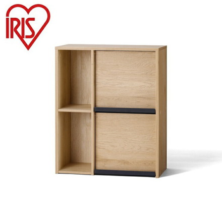 アイリスオーヤマ フラップ扉付きキャビネット ナチュラル/ブラック HFRC-600 棚 ラック 扉 キャビネット