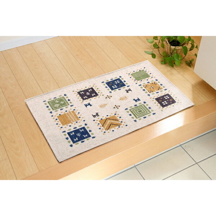玄関マット 洗える ギャベ柄 ギャベル アイボリー 60×90cm 滑りにくい加工