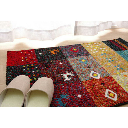 玄関マット トルコ製 ウィルトン織り フォリア レッド 約50×80cm