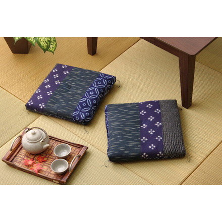 座布団 小座布団 綿100% 国産 和柄 モダン 小座布団 ブルー 側サイズ 約40×40cm 製品サイズ