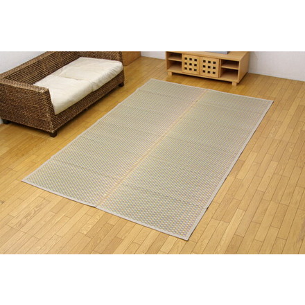 純国産 い草花ござ 『西条』 ベージュ 江戸間4.5畳（約261×261cm）