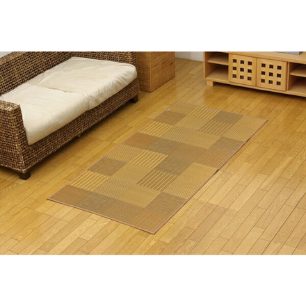 純国産 い草花ござカーペット 『京刺子』 ブラウン 本間1畳（約95.5×191cm）