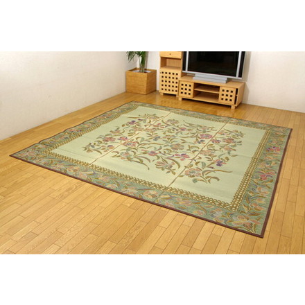 ラグ カーペット マット い草敷き詰めタイプ 裏貼り無し 4.5畳 い草花ござ 『DXエクセレント』 江戸間4.5畳(約261×261cm)