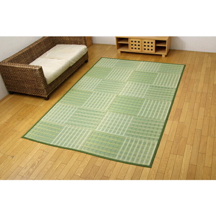 い草花ござ カーペット 『dkピース』 グリーン 江戸間4.5畳(約261×261cm)