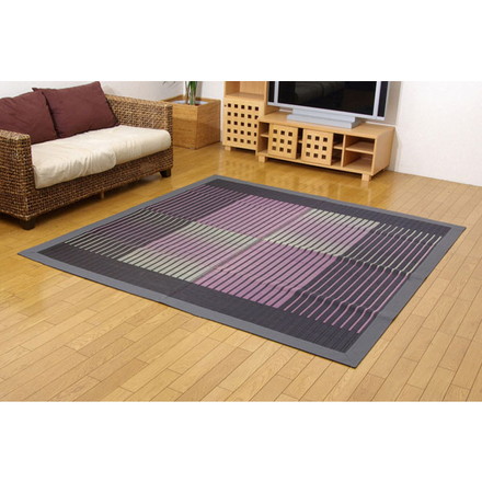 純国産 掛川織 い草ラグカーペット 『剣ヶ峰』 ブラック 約200×200cm