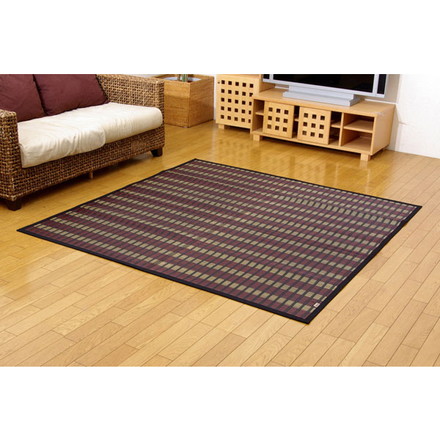 【福岡県品評会最優秀賞】純国産 い草花ござ 『鍋島』 ブラック 江戸間2畳(約174×174cm)