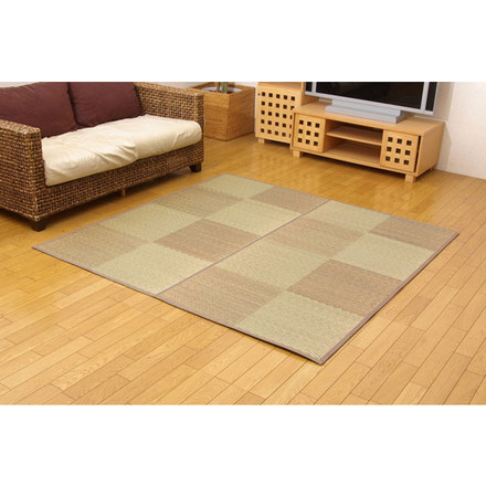 い草花ござカーペット 『DXパルコ裏張CP』 ブラウン 江戸間4.5畳（約261×261cm) （裏:不織布）