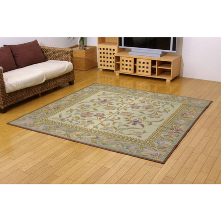 エレガンス柄 い草ラグカーペット 『DXエクセレント』 約191×191cm（裏:不織布）